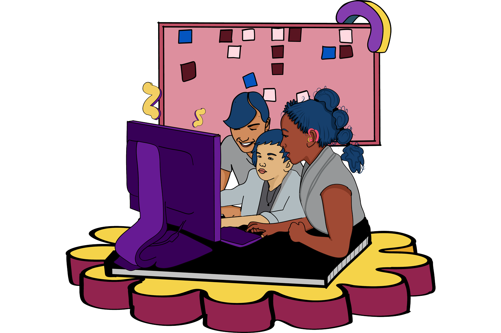 3 people looking at a computer screen